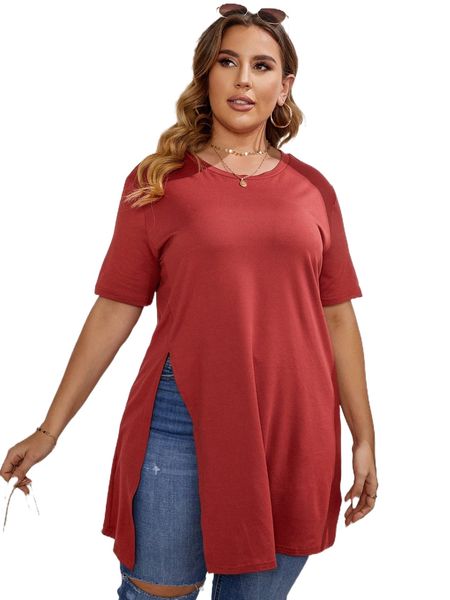 plus split hem tee m81u#, Black