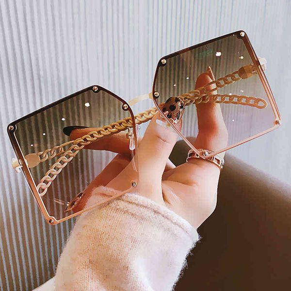 sunglasses women's trendy ins wind metal chain legs european and american fashion big box sunglasses street rimless glasses y220410, White;black
sunglasses women's trendy ins wind metal chain legs european and american fashion big box sunglasses street rimless glasses y220410, White;black