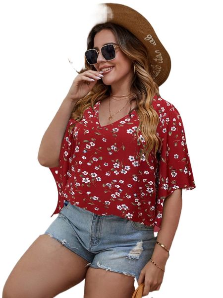 plus floral print butterfly sleeve blouse l4pa#, Black
plus floral print butterfly sleeve blouse l4pa#, Black