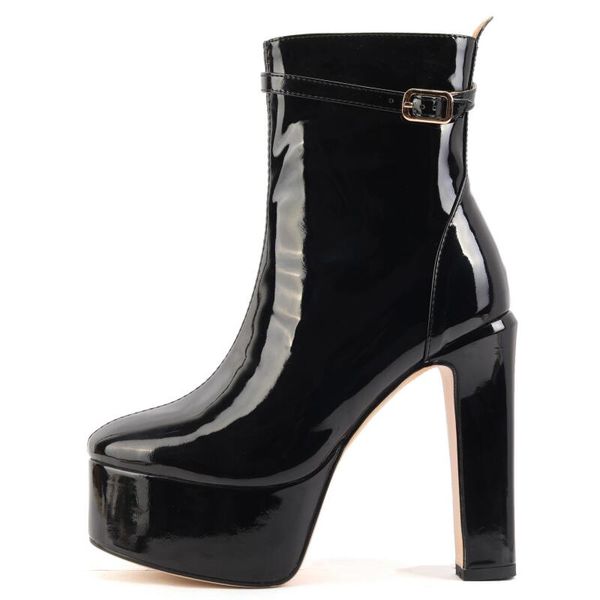 2022 women's boots new fall fashion patent leather thick high heel platform ankle side zipper short boots large size 43, Black
2022 women's boots new fall fashion patent leather thick high heel platform ankle side zipper short boots large size 43, Black
