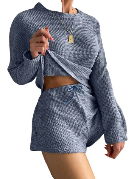 waffle knit & shorts lounge set s6sg#, Black;red
waffle knit & shorts lounge set s6sg#, Black;red