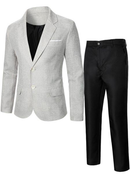 men button front blazer & tailored pants without shirt & tie a60g#, White;black
men button front blazer & tailored pants without shirt & tie a60g#, White;black