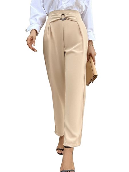 ring linked high waist pants d3ul#, Black;white