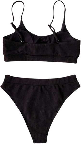 women's two pieces bikini set scoop neck ribbed knit high cut swimsuits u5iq#, White;black
women's two pieces bikini set scoop neck ribbed knit high cut swimsuits u5iq#, White;black