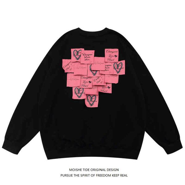 moishe tide original love post it notes round neck sweater for men and women loose minority design couple fashion, Black
moishe tide original love post it notes round neck sweater for men and women loose minority design couple fashion, Black