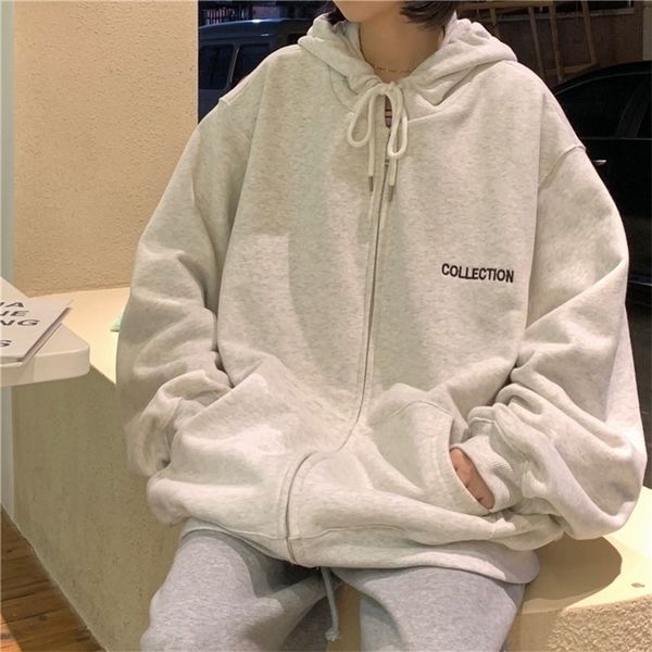 zipup harajuku hoodies women loose casual sweatshirt new korean style streetwear oversized hooded plus size outerwear 200924, Black 
zipup harajuku hoodies women loose casual sweatshirt new korean style streetwear oversized hooded plus size outerwear 200924, Black