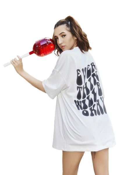 x domelipa slogan graphic drop shoulder tee h4yc#, White
x domelipa slogan graphic drop shoulder tee h4yc#, White
