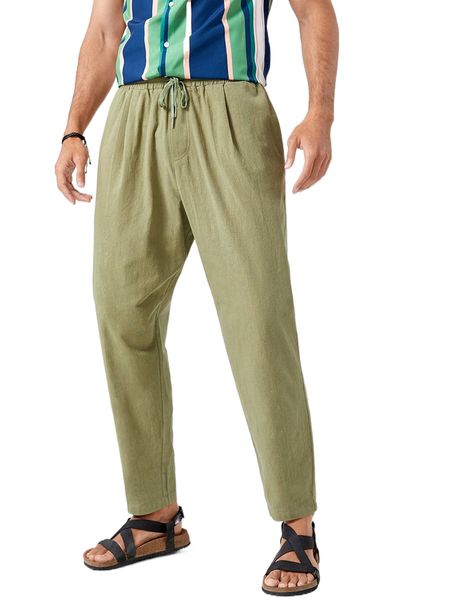 men drawstring waist carrot pants r1cn#, Black