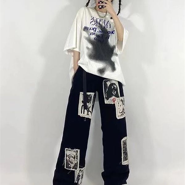 houzhou grunge punk patchwork black jeans women hip hop streetwear print oversize wide leg trousers 90s vintage fashion pants 220720, Blue
houzhou grunge punk patchwork black jeans women hip hop streetwear print oversize wide leg trousers 90s vintage fashion pants 220720, Blue