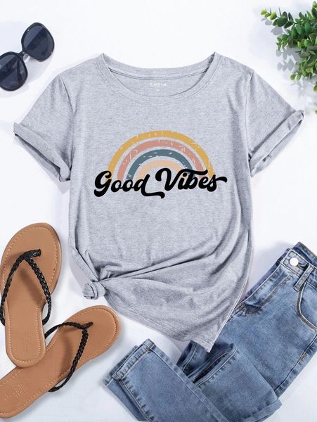 letter & rainbow print tee g4nk#, White