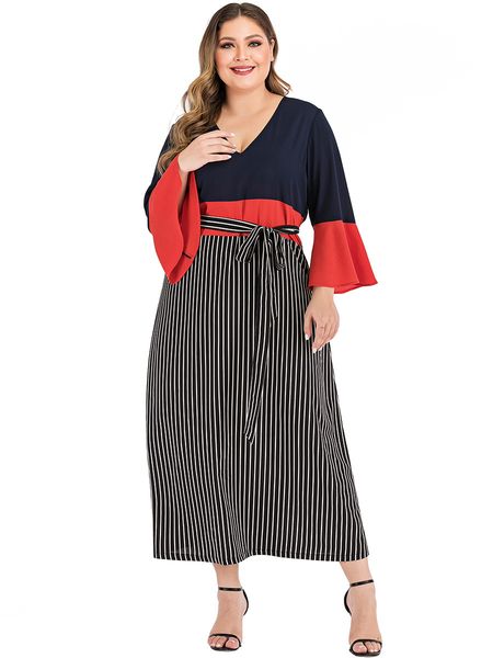 patchwork long sleeve dresses 2021 plus size striped dress v neck calf length a line skirt navy blue loose casual women clothing, Black
patchwork long sleeve dresses 2021 plus size striped dress v neck calf length a line skirt navy blue loose casual women clothing, Black