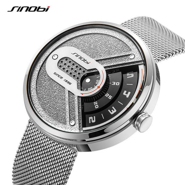 2022 new sinobi men's watch leisure trend fashion creative watch gift, Slivery;brown