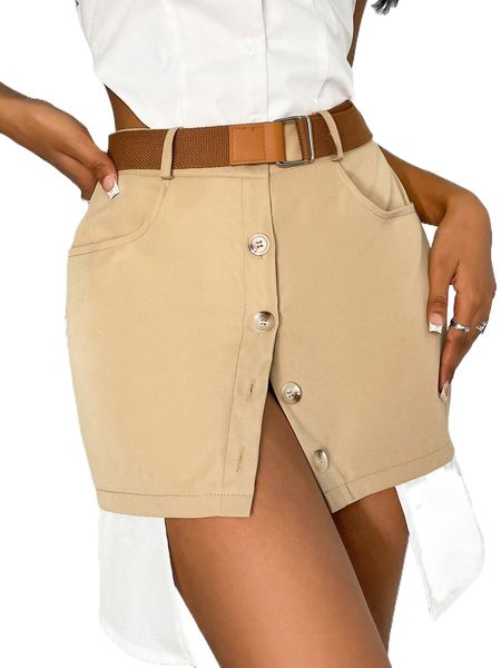 colorblock button front asymmetrical hem belted skirt h1t9#, Black
colorblock button front asymmetrical hem belted skirt h1t9#, Black