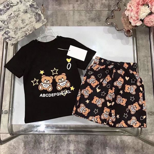 child designer clothe sets childrens kids short sleeve t-shirt with letters two bears print shorts set suit brand boys clothing cotton tees, White
child designer clothe sets childrens kids short sleeve t-shirt with letters two bears print shorts set suit brand boys clothing cotton tees, White