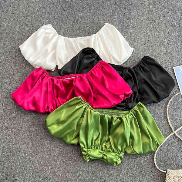 women's blouses shirts summer fashion square neck pleated acetate satin lantern sleeve shirt women's foreign style chic short nave, White
women's blouses shirts summer fashion square neck pleated acetate satin lantern sleeve shirt women's foreign style chic short nave, White