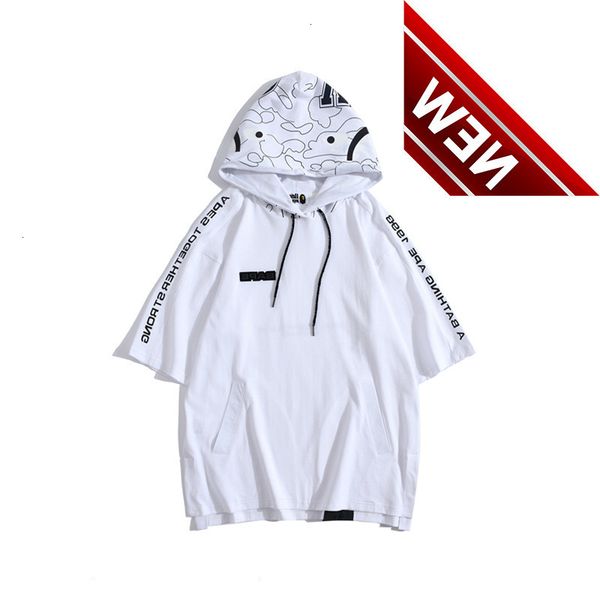 bap early autumn new harajuku fashion brand reflective color ape head hooded short sleeve t-shirt, White;black
bap early autumn new harajuku fashion brand reflective color ape head hooded short sleeve t-shirt, White;black