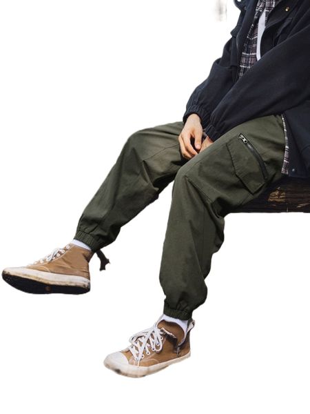 men drawstring waist flap pocket cargo pants 241y#, Black
men drawstring waist flap pocket cargo pants 241y#, Black