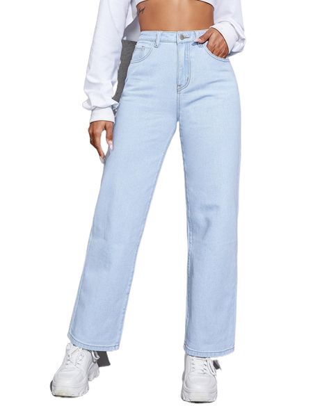 high waist straight leg jeans d5rz#, Blue