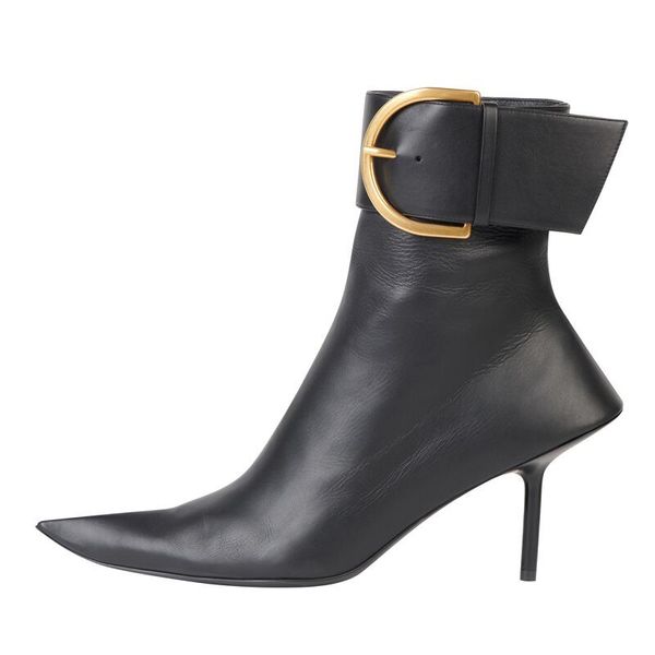 2022 women's boots new ultra sporty leather women's party ankle thin stilettos fashion buckle pointed toe side zipper booties, Black
2022 women's boots new ultra sporty leather women's party ankle thin stilettos fashion buckle pointed toe side zipper booties, Black
