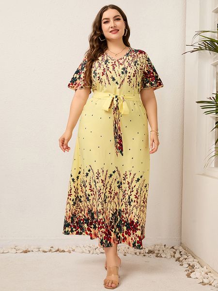 2022 women summer long dress v neck short sleeve floral print boho beach curvy woman plus size clothing, Black
2022 women summer long dress v neck short sleeve floral print boho beach curvy woman plus size clothing, Black