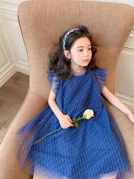 girls' gauze princess skirt summer high luxury children's blue letters all over print middle school children's dress, Red;yellow
girls' gauze princess skirt summer high luxury children's blue letters all over print middle school children's dress, Red;yellow