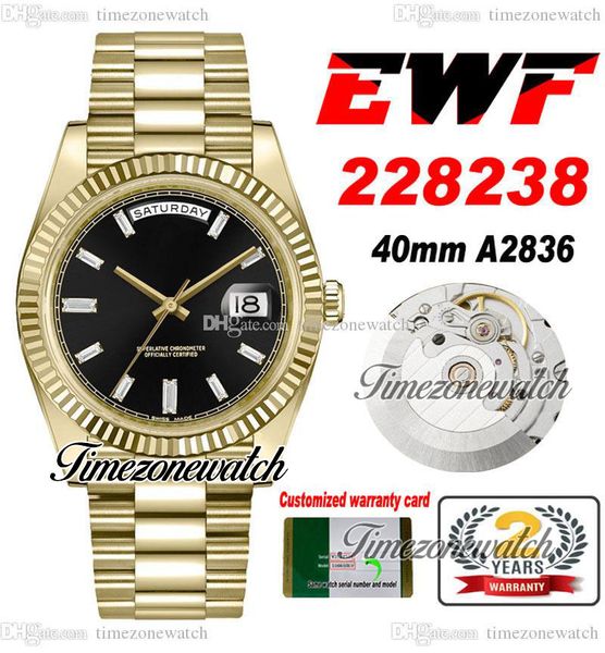 ewf daydate 40 228238 eta a2836 automatic mens watch yellow gold fluted bezel black rectangle diamond stainless steel presidential bracelet, Slivery;brown
ewf daydate 40 228238 eta a2836 automatic mens watch yellow gold fluted bezel black rectangle diamond stainless steel presidential bracelet, Slivery;brown