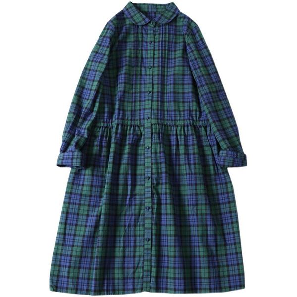 casual dresses spring japanese green plaid dress dolls long sleeve pockets woman midi, Black;gray
casual dresses spring japanese green plaid dress dolls long sleeve pockets woman midi, Black;gray