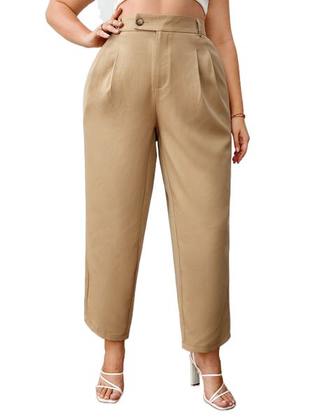 plus high waist fold pleated tailored pants 67ho#, Black
plus high waist fold pleated tailored pants 67ho#, Black