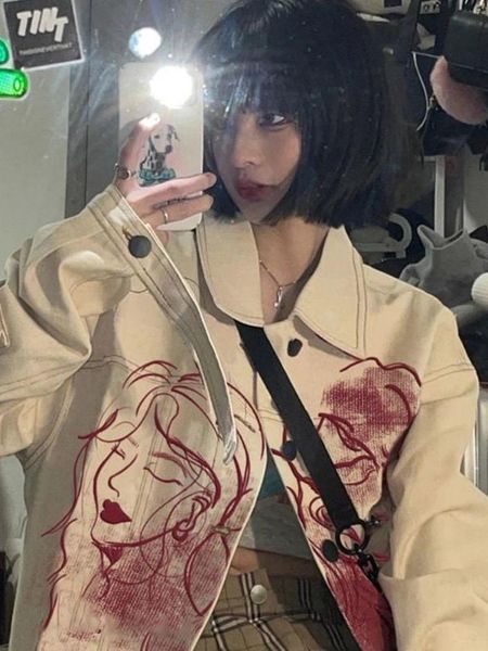 women's jackets denim women design loose print vintage streetwear cozy chic ins cool college youth bf korean basic retro mujer, Black;brown
women's jackets denim women design loose print vintage streetwear cozy chic ins cool college youth bf korean basic retro mujer, Black;brown