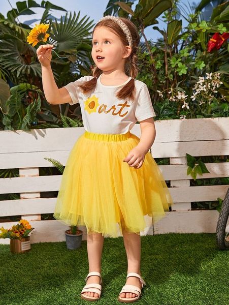 toddler girls letter & sun print tee and mesh skirt set she, White
toddler girls letter & sun print tee and mesh skirt set she, White