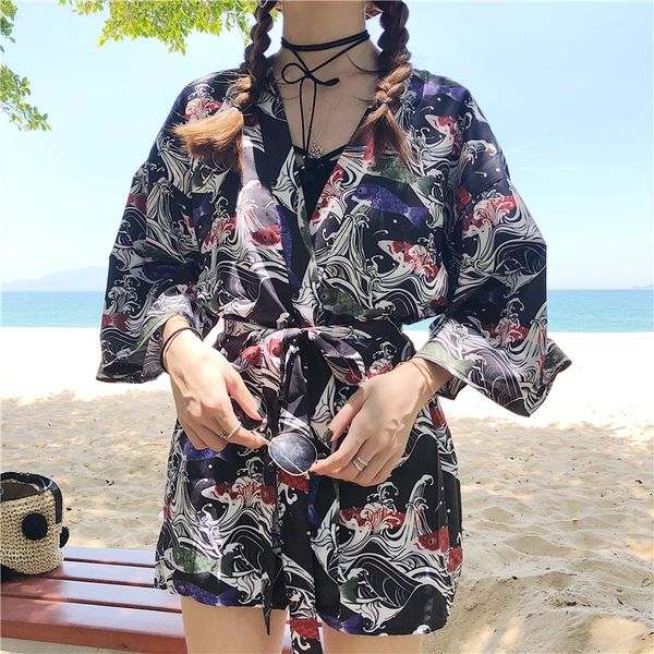 black 2022 new summer japanese fashion women harajuku cardigan kimono yukata blouse casual beach kimonos robe clothes, Red
black 2022 new summer japanese fashion women harajuku cardigan kimono yukata blouse casual beach kimonos robe clothes, Red