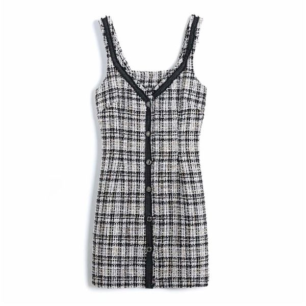 women summer plaid tank dress sleeveless v neck single breasted vintage female elegant a line mini dresses vestidos fh2005 210513, Black;gray
women summer plaid tank dress sleeveless v neck single breasted vintage female elegant a line mini dresses vestidos fh2005 210513, Black;gray