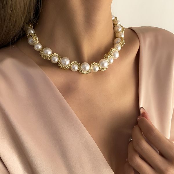 women jewelry chains link retro single-layer pendants necklace woven winding fashion imitation pearl necklace baroque metal fried dough twis, Silver
women jewelry chains link retro single-layer pendants necklace woven winding fashion imitation pearl necklace baroque metal fried dough twis, Silver