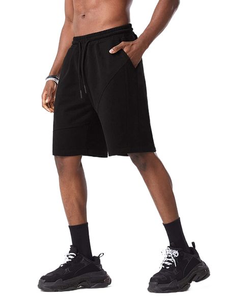 men slant pocket drawstring waist shorts b4ls#, White;black