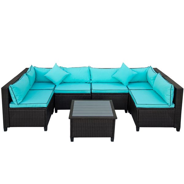 u shaped premium rattan rattan garden set with cushion and accent pillow
