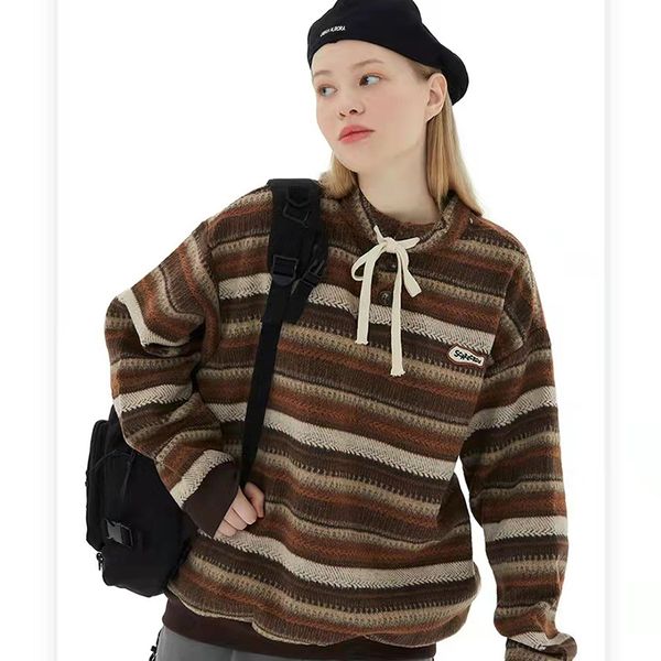 women's hoodies sweatshirts autumn and winter solar system vintage stripe hairy girl lace up retro couple stand collar loose sweater, Black
women's hoodies sweatshirts autumn and winter solar system vintage stripe hairy girl lace up retro couple stand collar loose sweater, Black