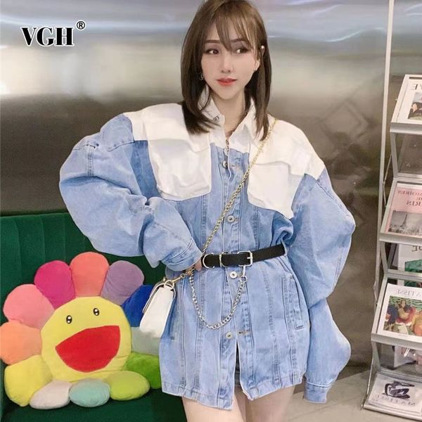 casual hit color denim jacket for women lapel long sleeve patchwork pocket straight korean jackets female fashion style 210507, Black;brown
casual hit color denim jacket for women lapel long sleeve patchwork pocket straight korean jackets female fashion style 210507, Black;brown