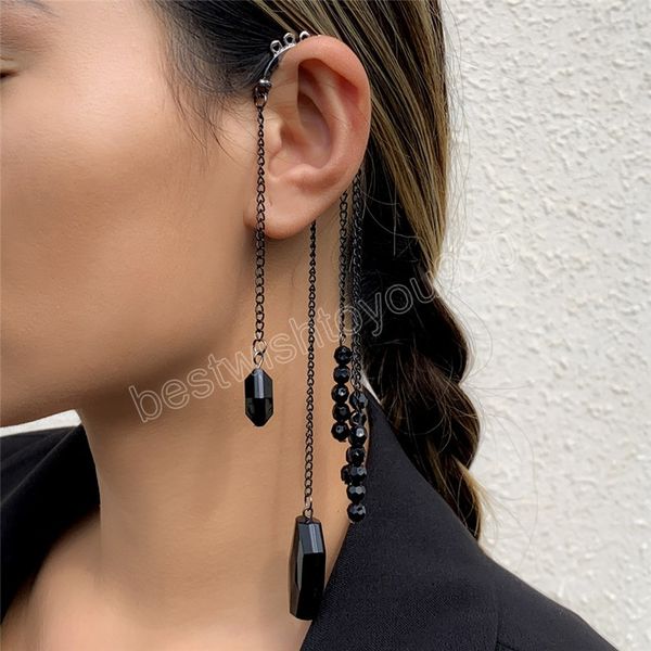 vintage long tassel clip earrings black acrylic geometric pendant no piercing women ear cuff goth jewelry accessories, Silver
vintage long tassel clip earrings black acrylic geometric pendant no piercing women ear cuff goth jewelry accessories, Silver