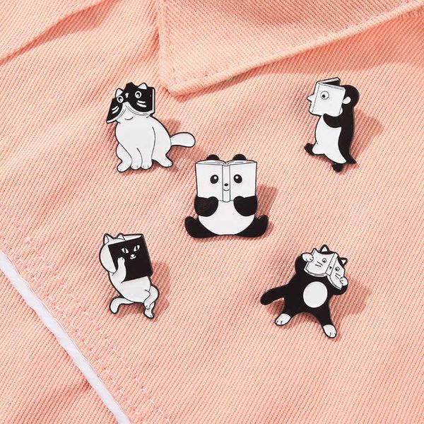 creative cute cartoon animal reading modeling series brooch panda penguin cat learning alloy metal badge, Gray
creative cute cartoon animal reading modeling series brooch panda penguin cat learning alloy metal badge, Gray