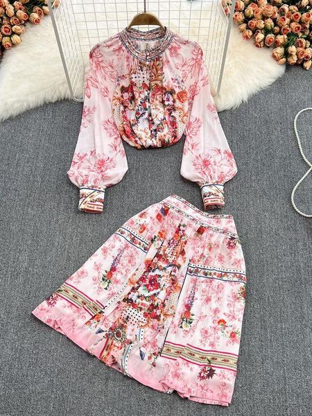 work dresses 2022 runway 2 piece set women's long lantern sleeve single breasted floral print chiffon and high waist pleated skirt, White;black
work dresses 2022 runway 2 piece set women's long lantern sleeve single breasted floral print chiffon and high waist pleated skirt, White;black