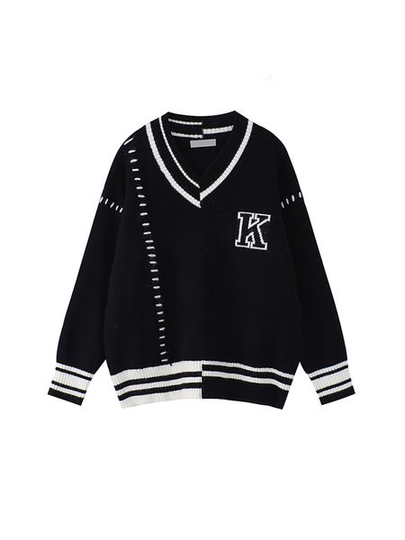 women autumn winter vneck contrast color lettered embroidery knitwear jumper loose casual long sleeve knitted pullover 220816, White;black
women autumn winter vneck contrast color lettered embroidery knitwear jumper loose casual long sleeve knitted pullover 220816, White;black