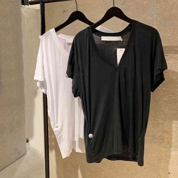 women's t-shirt french minority spring summer pure cotton versatile simple short sleeve t-shirt women's v-neck solid color casual, White
women's t-shirt french minority spring summer pure cotton versatile simple short sleeve t-shirt women's v-neck solid color casual, White