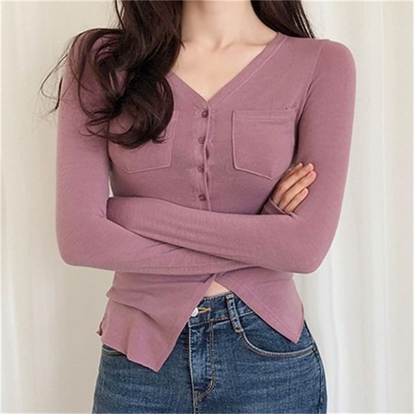 new autumn t shirt women basic tshirts female casual long sleeve thin tshirt buttons vneck pink cardigan t200319, White
new autumn t shirt women basic tshirts female casual long sleeve thin tshirt buttons vneck pink cardigan t200319, White