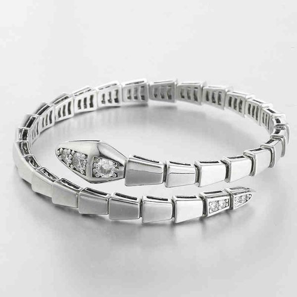 spring snake bone bracelet opening design live elastic 18k gold silver optional famous brand, White
spring snake bone bracelet opening design live elastic 18k gold silver optional famous brand, White