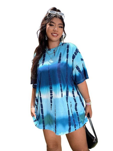 plus tie dye drop shoulder tee q10j#, Black
plus tie dye drop shoulder tee q10j#, Black