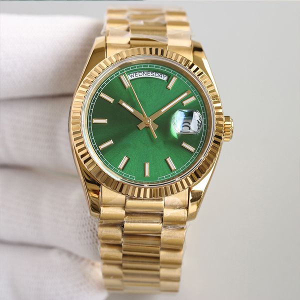 week gold men's watch 40mm automatic mechanical whtie dial 904l stainless steel strap day and date display with box gift montre de luxe, Slivery;brown
week gold men's watch 40mm automatic mechanical whtie dial 904l stainless steel strap day and date display with box gift montre de luxe, Slivery;brown