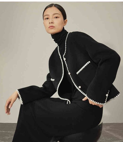 women's suits & blazers autumn and winter style small fragrance fashion versatile contrast color round neck short wool tweed coat women, White;black
women's suits & blazers autumn and winter style small fragrance fashion versatile contrast color round neck short wool tweed coat women, White;black