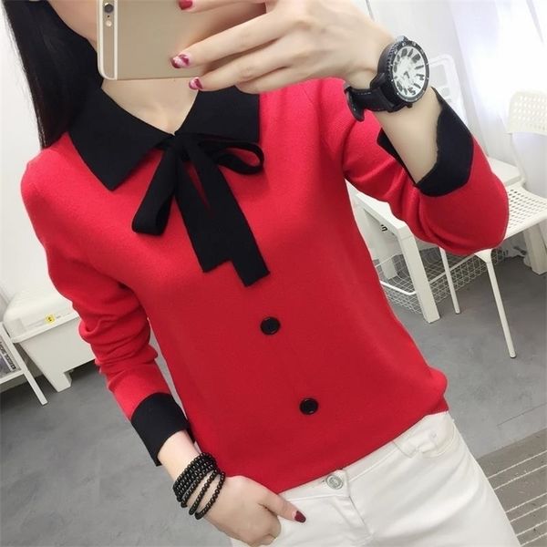 sweater womens autumn and winter new bow tie lace longsleeved sweater loose pullover bottoming shirt 201102, White;black
sweater womens autumn and winter new bow tie lace longsleeved sweater loose pullover bottoming shirt 201102, White;black