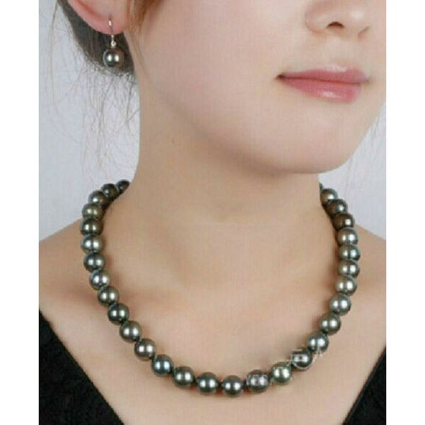 genuine natural 10-11mm tahidi pearl black pearl necklace 18" dangle earrings set, Silver
genuine natural 10-11mm tahidi pearl black pearl necklace 18" dangle earrings set, Silver