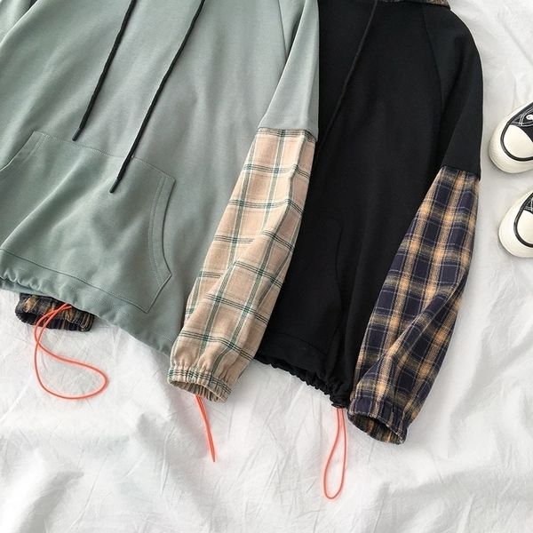 bf style patchwork sweatshirt women casual long sleeve hooded plaid fashion pullover female cotton black pocket cotton 201203
bf style patchwork sweatshirt women casual long sleeve hooded plaid fashion pullover female cotton black pocket cotton 201203